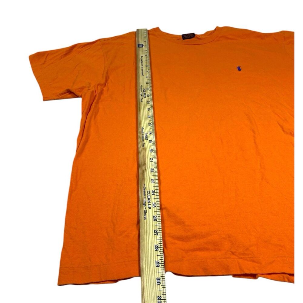 Vintage 90s Polo Ralph Lauren T-Shirt Mens XL Orange Crewneck Pony Logo Cotton - Picture 8 of 8